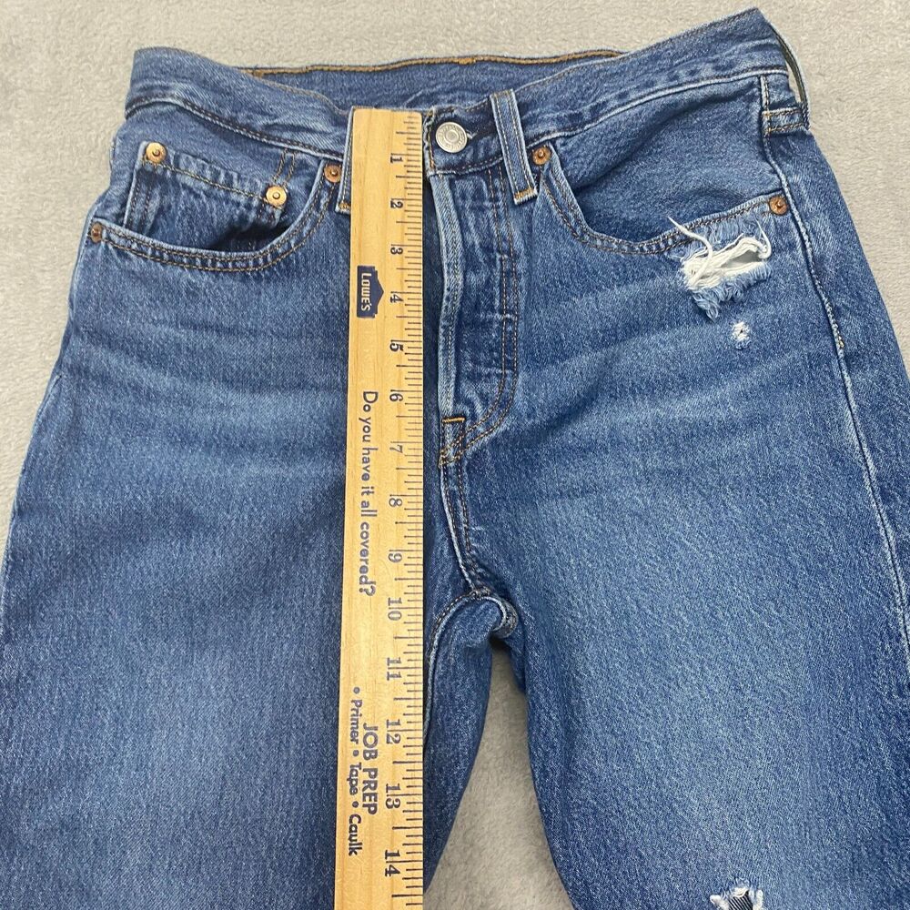 Levi's Jeans Womens 26 Blue 501 Skinny Button Fly Ripped Medium Wash Denim - Picture 5 of 15
